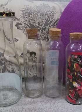 cofie_shop 果汁奶茶 带木塞 圆形 玻璃瓶（我很懒猫猫）