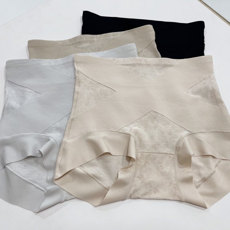 轻塑裤新款交叉腰蕾丝拼接收腹裤女包臀蚕丝底档高腰三角内裤女,女士内衣/男士内衣/家居服,女三角裤,淘宝优惠券,粉丝福利购,淘宝优惠卷