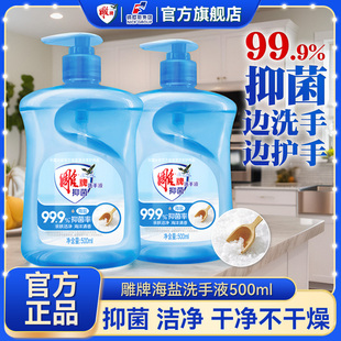 雕牌洗手液按压式 家用泡沫商用海洋海盐官方旗舰店500ml两瓶抑菌