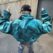 罗一舟同款 ROLLING MONEY 不羁 Tiffany蓝做旧贴布脏染外套