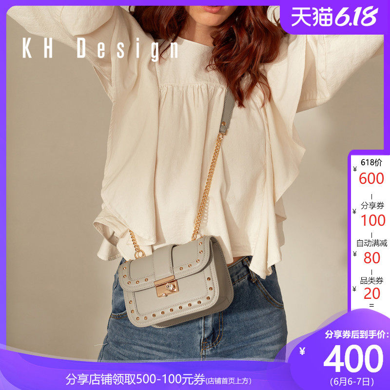 KHDesign明治女包小方包个性铆钉斜挎包2020新款单肩包休闲小包潮