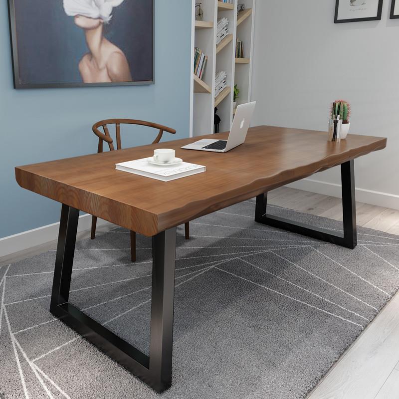 美式Loft木桌办公桌写字台简约现代桌面电脑桌长桌实木桌实