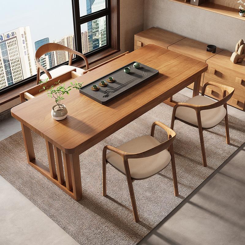 全实木带抽屉阳台家用茶台桌椅组合现代简约茶高档办公室原木茶桌