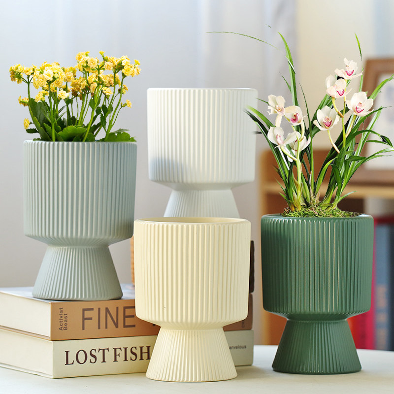 ins简约高端绿植陶瓷花盆郁金香蝴蝶兰专用花盆室内吊兰多肉绿植,鲜花速递/花卉仿真/绿植园艺,花盆,淘宝优惠券,粉丝福利购,淘宝优惠卷