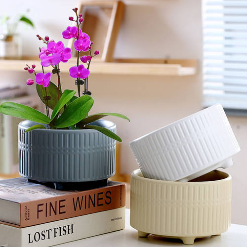 花盆陶瓷特价清仓带托盘大口径简约家用多肉花盆兰花专用花盆特大