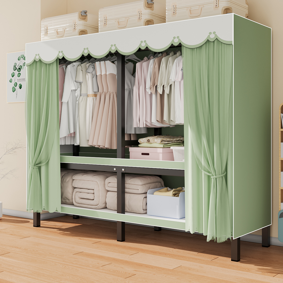 展开即用免安装稳固简易加粗衣柜