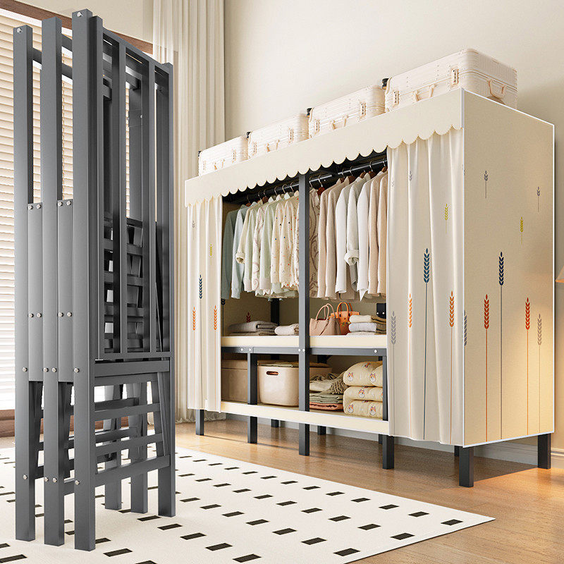 免安装衣柜简易折叠卧室家用布衣柜加厚加粗全钢架结实耐用出租房