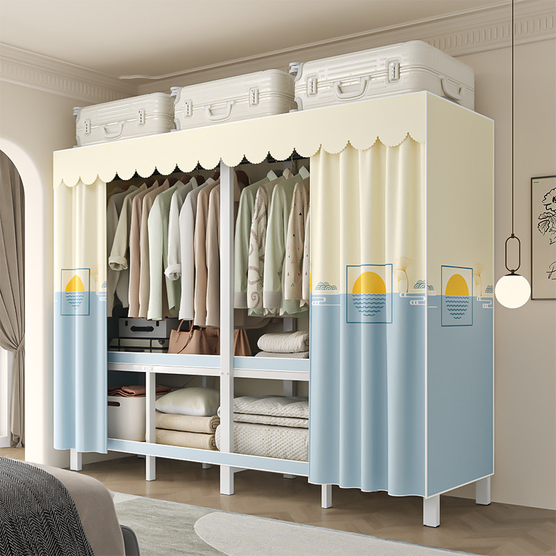 一体式简易衣柜钢制货架开放式衣柜独立布衣橱卧室出租房新款爆款