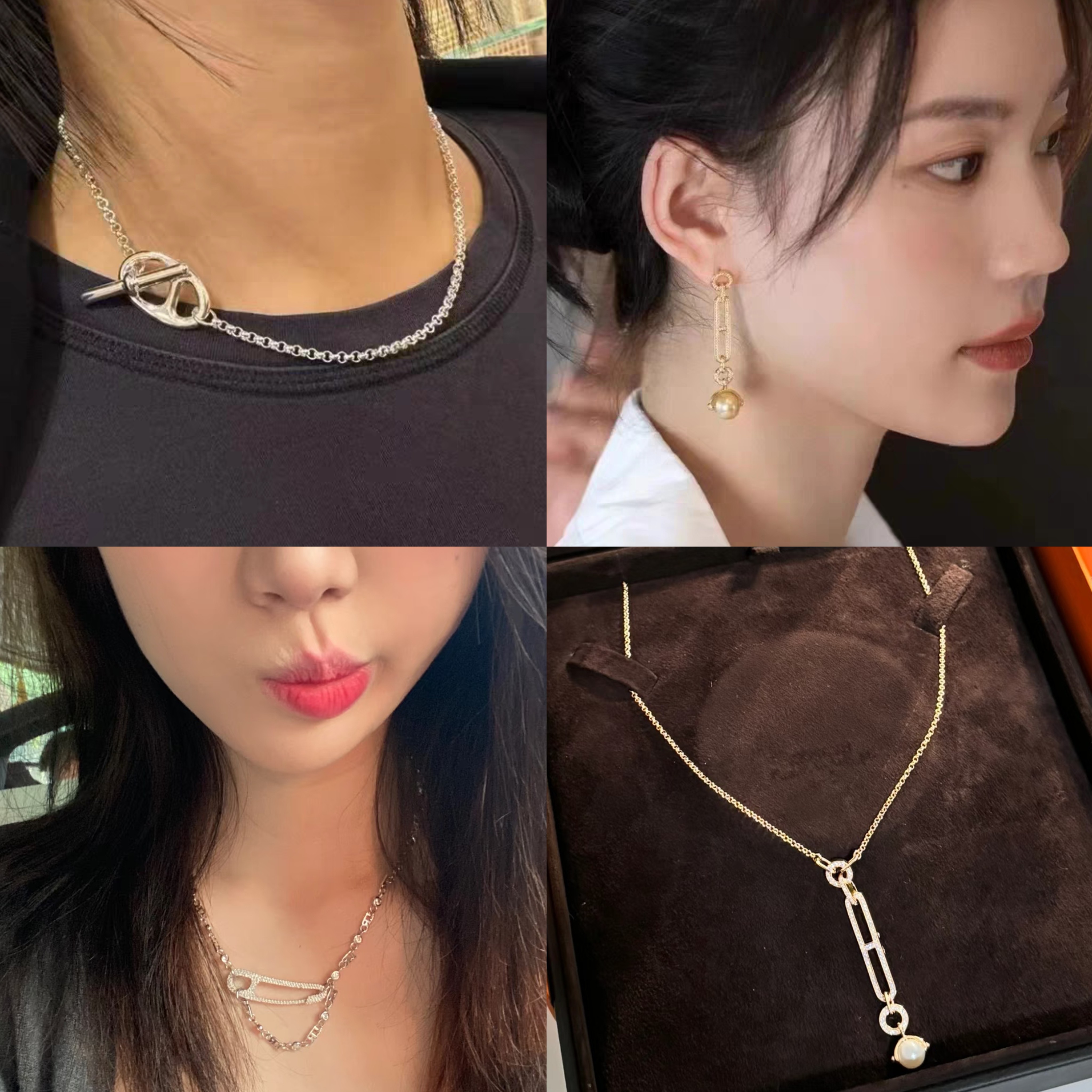 猪鼻子项链高级感轻奢小众吊坠长款毛衣链配饰耳钉百搭秋冬女款