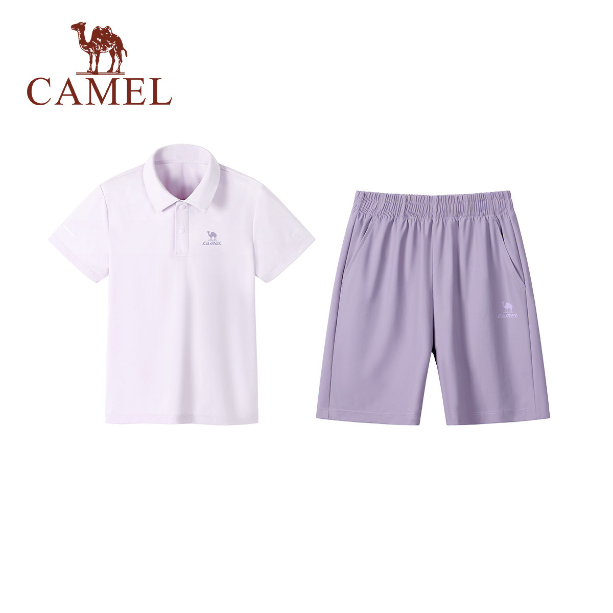 小骆驼儿童运动套装POLO衫2026夏季新款休闲速干男女童短裤两件套