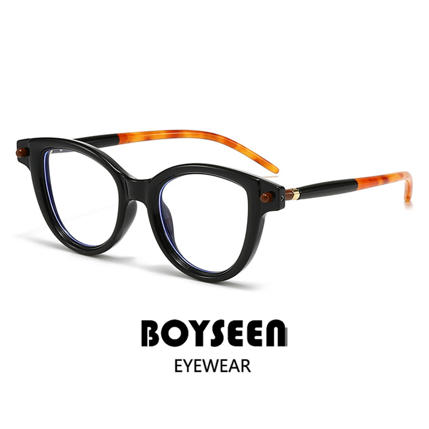 欧美风猫眼可爱大框平光镜防蓝光可配度数男女豹纹复古墨镜潮ins