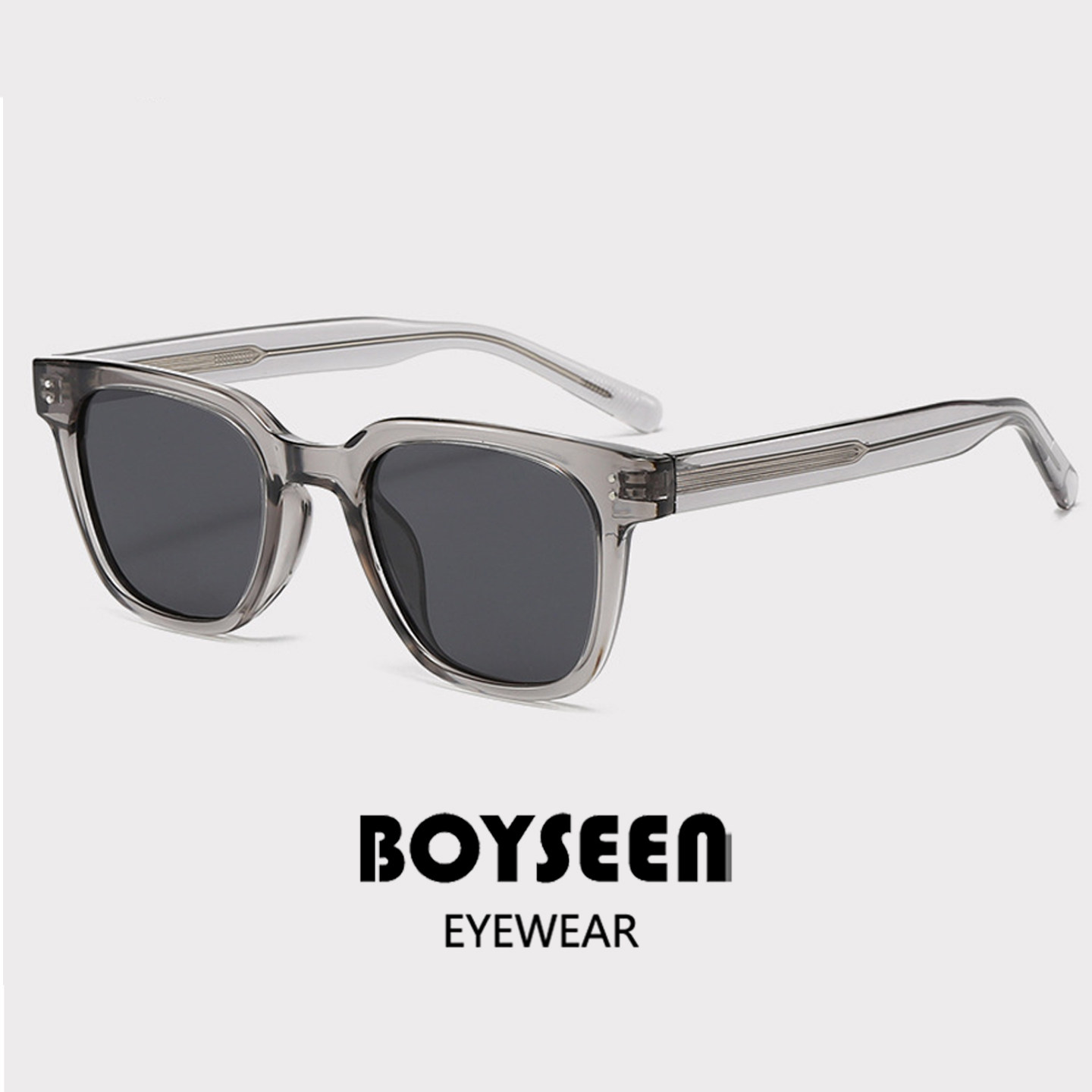 韩国潮牌灰框墨镜可配近视男士偏光墨镜高级插针镜脚复古茶色墨镜