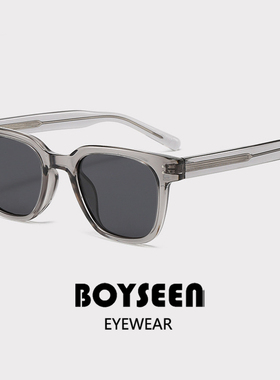 韩国潮牌灰框墨镜可配近视男士偏光墨镜高级插针镜脚复古茶色墨镜