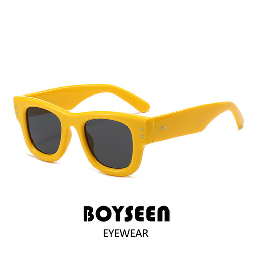 BOYSEEN嘻哈风黄色墨镜男女可配度数粗框街头风休闲太阳镜UV400