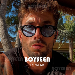 休闲复古圆框墨镜男可配度数蓝色防晒太阳镜港风小框墨镜UV400