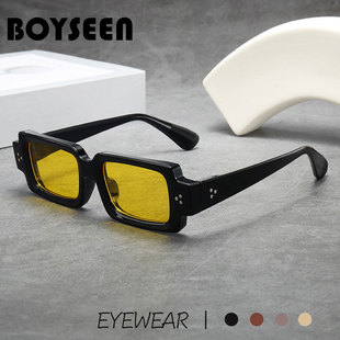 复古长方形窄框太阳镜大脸可戴男可配近视美式嘻哈撞色墨镜