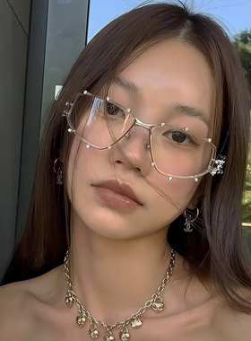 赛博朋克太阳镜未来科技感镶钻时尚墨镜欧美ins小红书平光镜