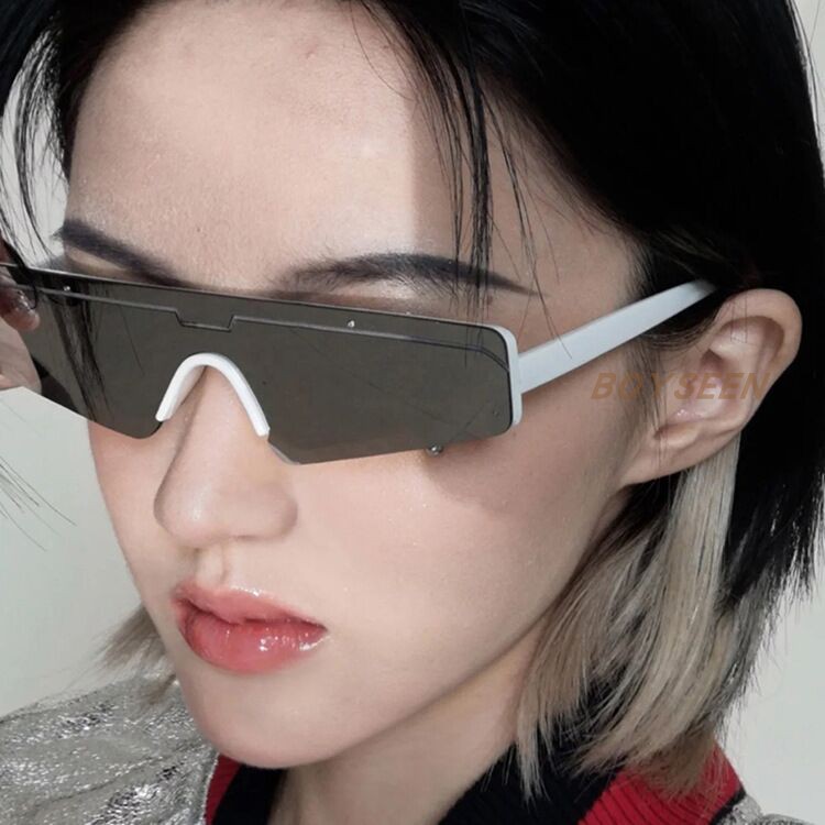 赛博朋克风银色墨镜防紫外线不规则城市机能前卫眼镜男女秀场造型