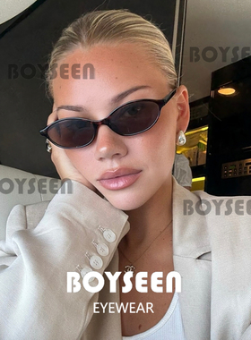 欧美风松弛感穿搭窄框墨镜女