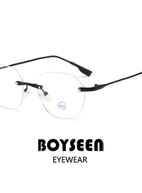 新款无框成品近视眼镜防蓝光无框眼镜ins韩潮男女素颜无框平光镜