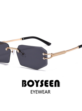 欧美跨境无框切边带钻墨镜