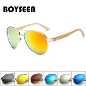 日系手工竹木镜腿太阳镜男士 眼镜 金属边框蛤蟆镜镀膜镜片眼镜