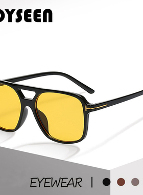 黄色墨镜女文艺凹造型方形蓝色太阳镜男潮复古可配近视度数UV400