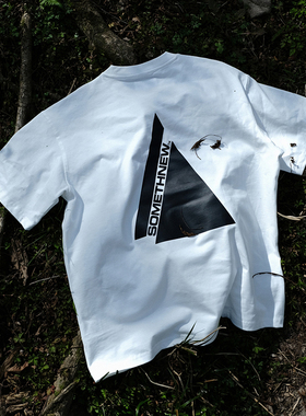 Somethnework 日系山系户外宽松cityboy山峰印花圆领短袖T恤男女