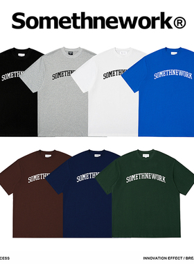 Somethnework日系简约百搭cityboy复古字体印花情侣款短袖T恤男女