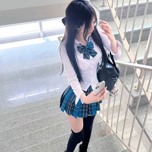 套装 修身 单件 辣妹小个子女装 格子百褶半身裙jk裙子 纯欲衬衫 夏季