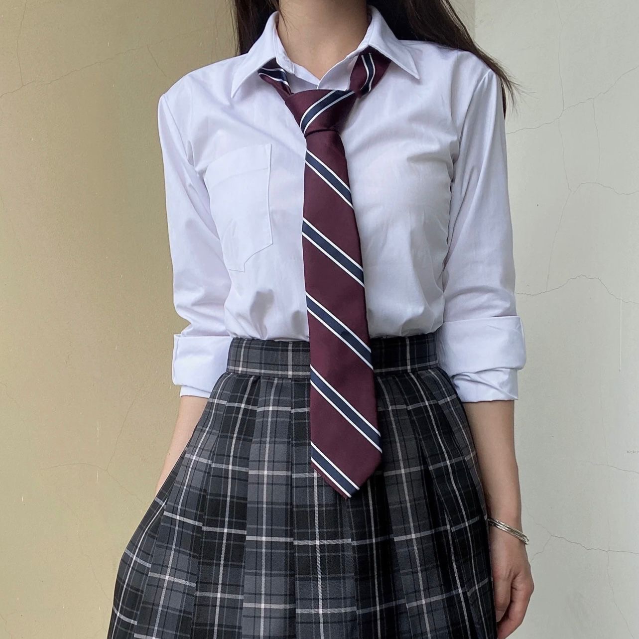 原创JK制服辣妹纯欲风百搭外穿长袖宽松衬衫女学生学院风别致上衣