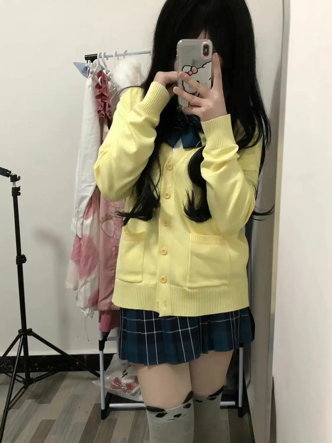 日系jk制服学院风针织衫春秋基础款v领开衫毛衣外套可爱甜美宽松