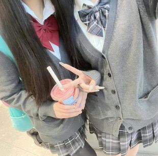 套装 学院灰色毛衣开衫 日系女秋季 日本收腰JK制服秋冬慵懒风针织衫