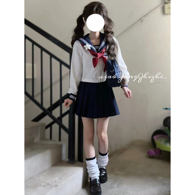 白三本水手服jk百褶裙套装制服原创日系不良少女短裙学院风学生装