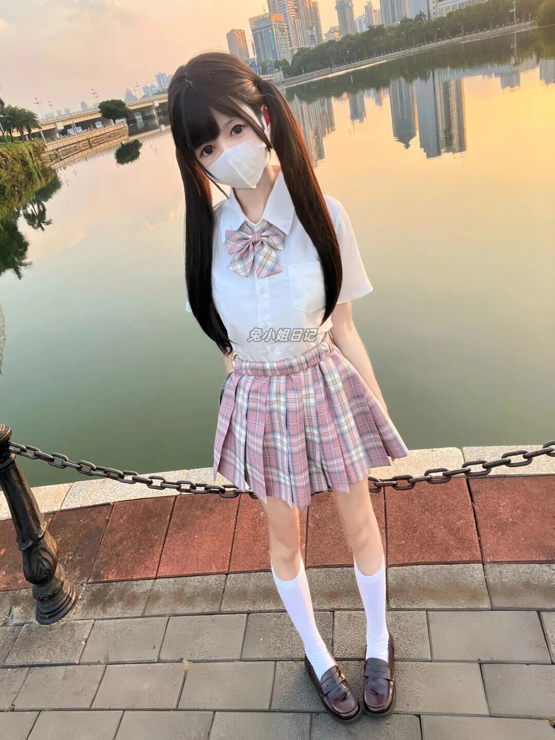 甜美jk制服夏女基础款上衣学院风格子裙短裙套装衬衫【樱奈春时】