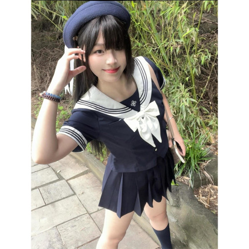 学院风jk制服水手服女一整套校供感穿搭小时夏长短袖衬衫JK裙套装