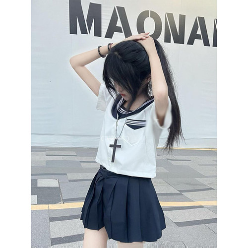 原创jk制服日系三本海军领水手服白领基础款学院新品夏季软妹套装