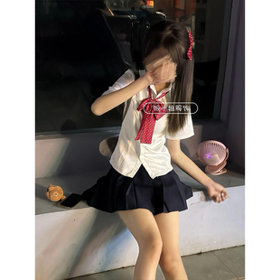 软妹穿搭jk短裙学院风上衣女 日系JK制服衬衫 修身 小岛短袖 衬衣夏季