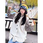 花边衬衫 慵懒风基础款 时尚 叠穿羊毛杏马甲原创百搭日系两件套穿搭