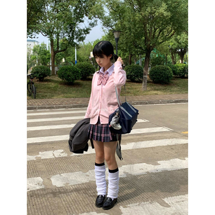 亚樱女子高/日系原创JK制服学院风V领针织毛衣开衫外套秋冬款套装