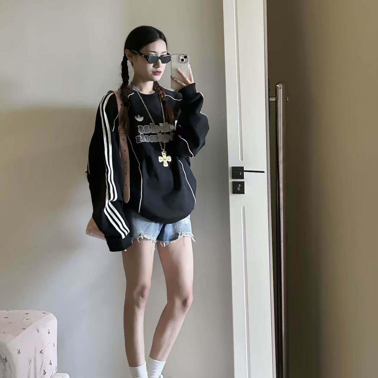 Adidas/阿迪达斯男女运动拼接宽松时尚卫衣JN3792