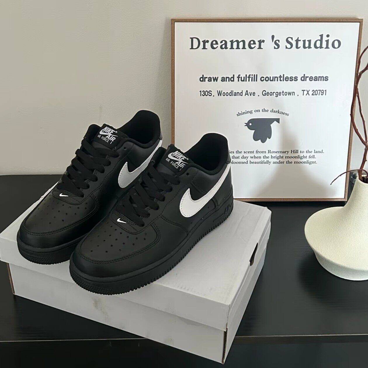 NIKE/耐克空军一号耐磨低帮 板鞋 男女同款 黑白FZ0627-010