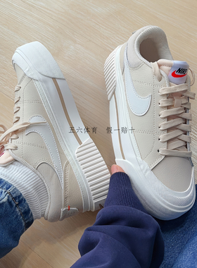 Nike耐克女厚底松糕板鞋 Court Legacy 增高小白鞋DM7590