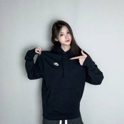 NIKE耐克男女法式毛圈连帽运动衫春复古SWOOSH卫衣刺绣CZ7858-010