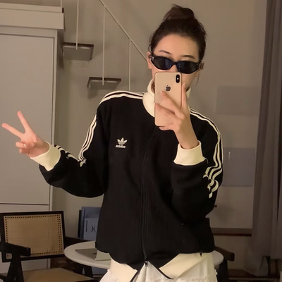 阿迪达斯三叶草男女2025秋冬季新款WAFFLE运动外套JW0110