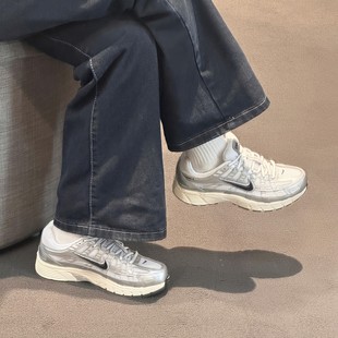 Nike耐克P6000轻便减震透气低帮休闲运动复古跑步鞋银色CD6404