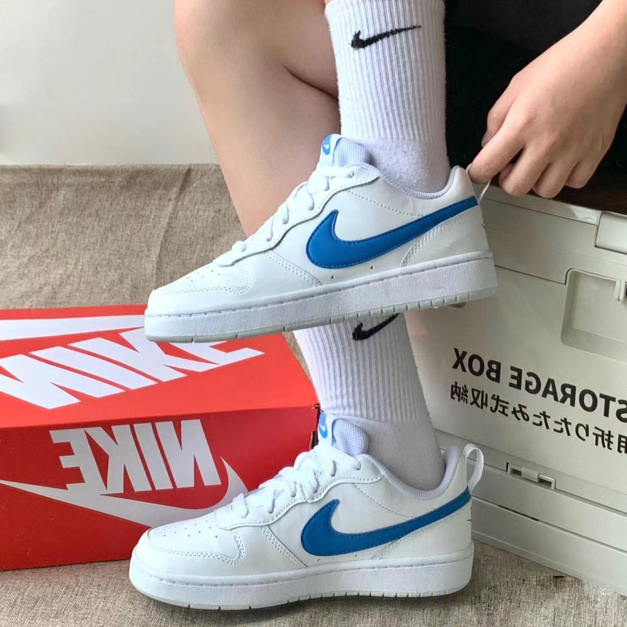 Nike耐克白粉低帮BQ5448
