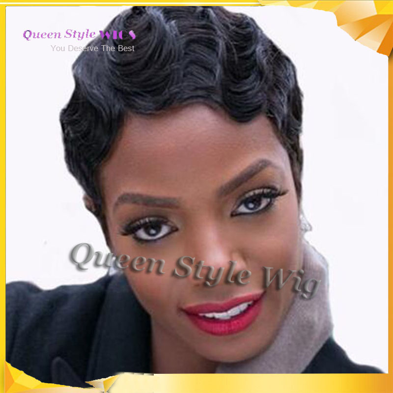 复古老上海旗袍万圣节化妆会舞会偏分波纹水纹满头卷假发wig