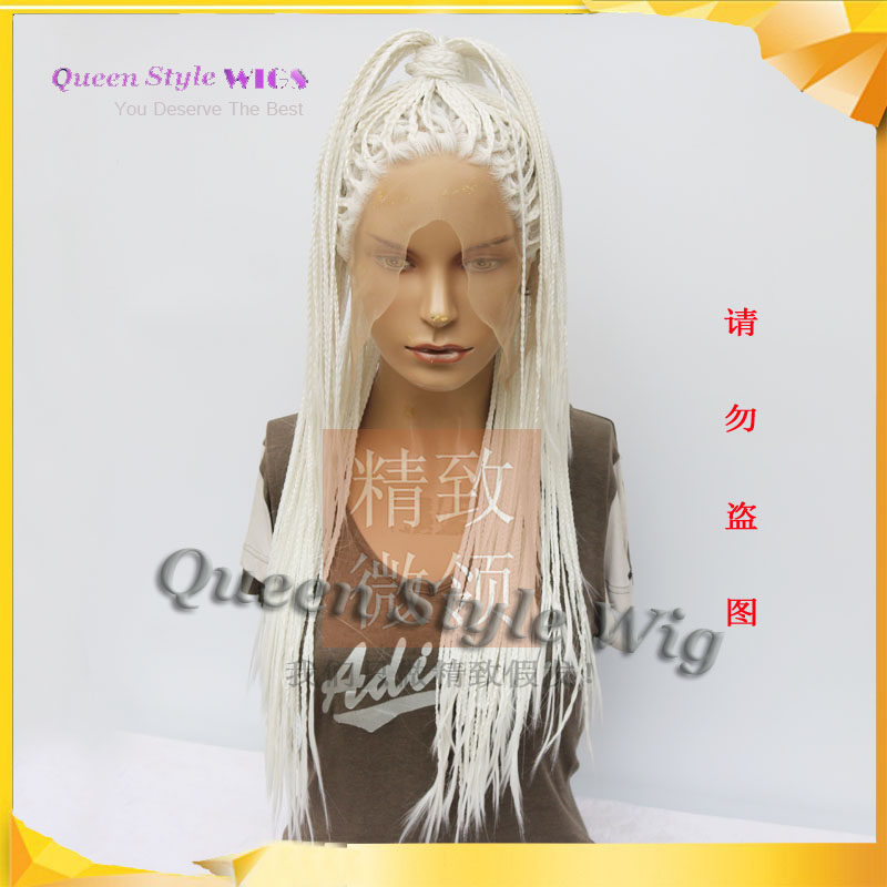 男女通用满头辫子脏辫白色麻花辫子摇滚夜场百搭手织假发lace wig