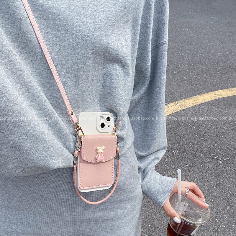 可爱粉衣小兔公仔卡包壳适用vivox300pro手机壳x300x200s软壳s30保护套s20女款iqooz9斜挎x100pro背带款x9080